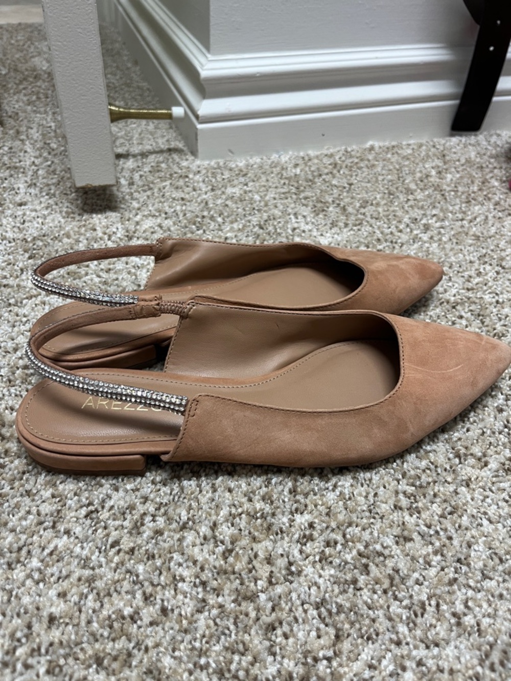 Arezzo Women’s Tan Suede Pointed Slingback Flats
